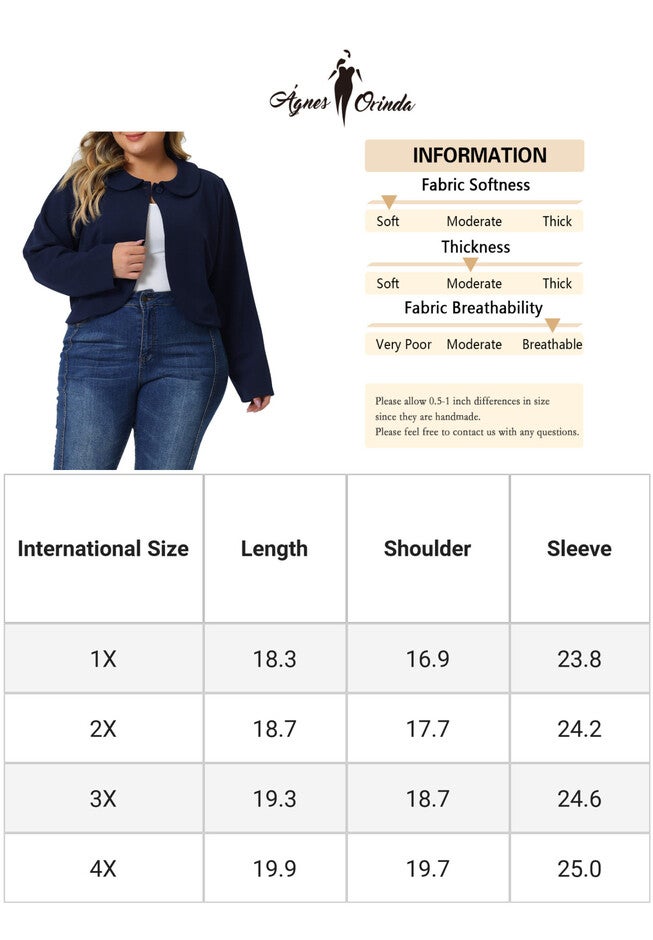 PETER PAN COLLAR CROP SHRUG JACKET, Navy Blue / Navy, alternate image number 4