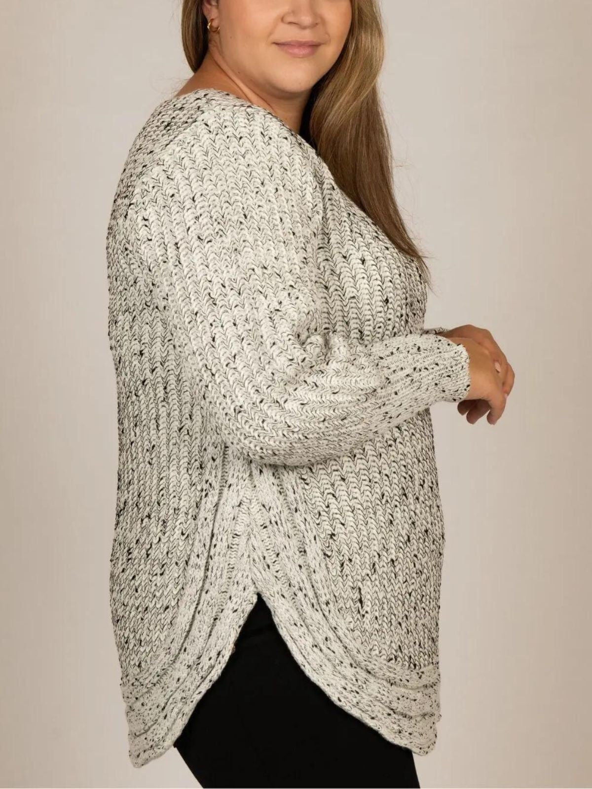 Elodie Mix Ribbed Knit Mix Sweater, Ivory / Ivory, alternate image number 4
