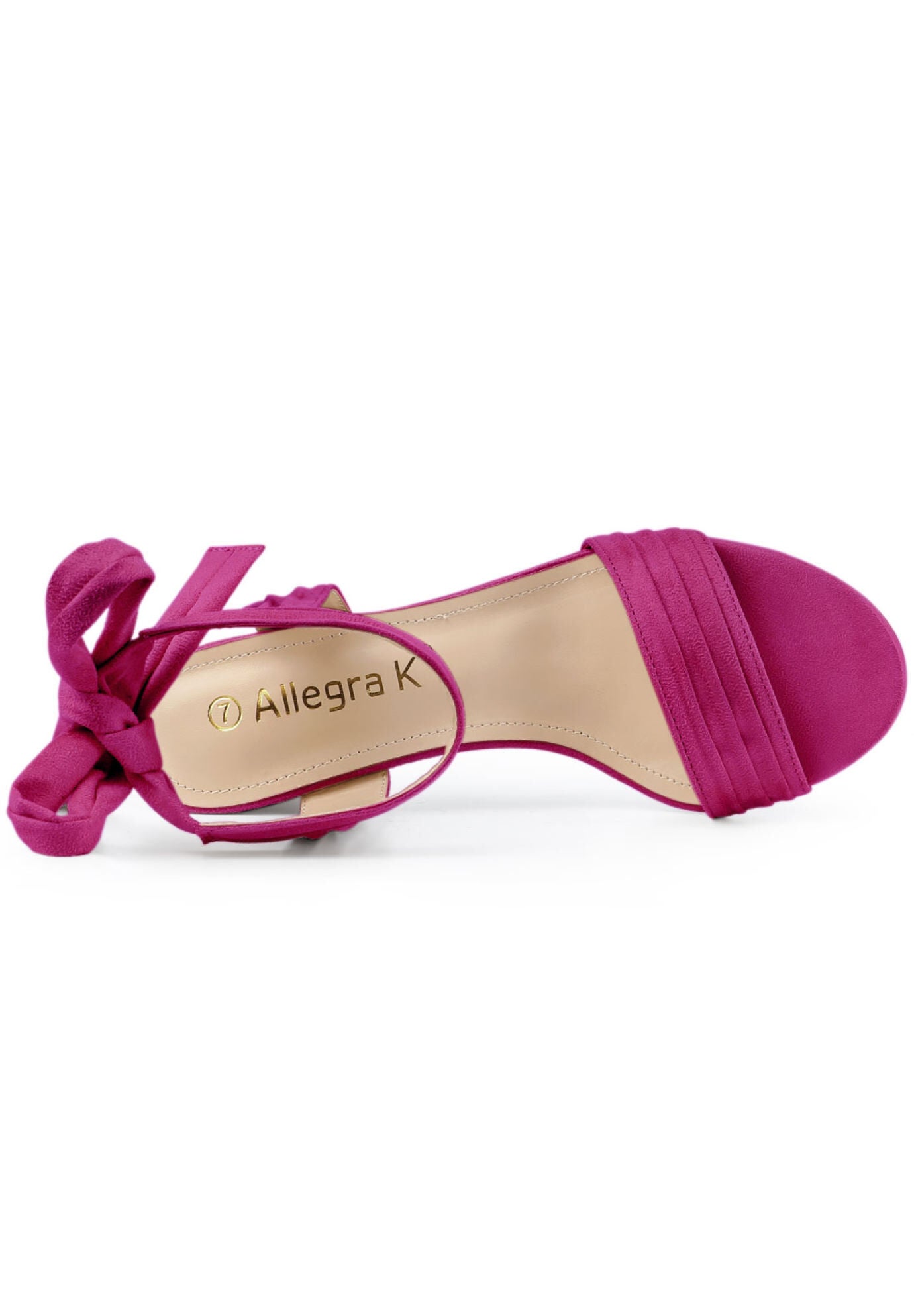 Open Toe Ankle Tie Back Block Heels Sandals, Hot Pink / Deep Fuchsia, alternate image number 3