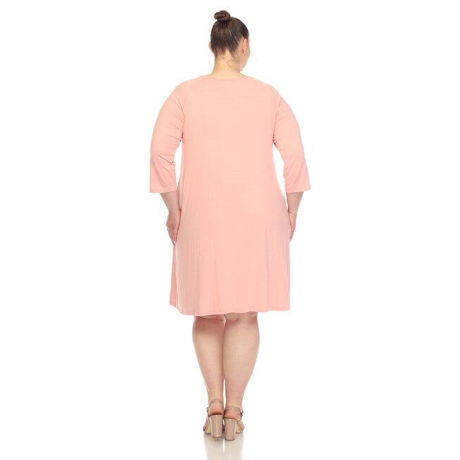 White Mark Women's Criss Cross Neckline Swing Midi Dress, Rose / Pink, alternate image number null