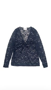 OLIVIA STRETCH LACE RUCHED DEEP V-NECK TOP
