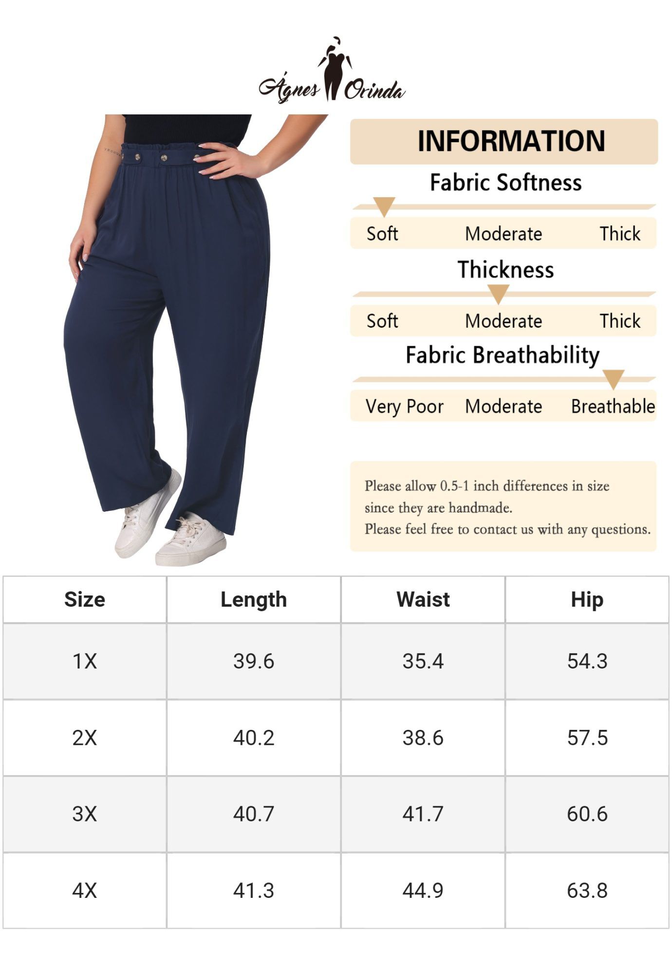 STRETCHY HIGH WAISTED WIDE LEG PALAZZO PANTS, Navy Blue / Navy, alternate image number 4