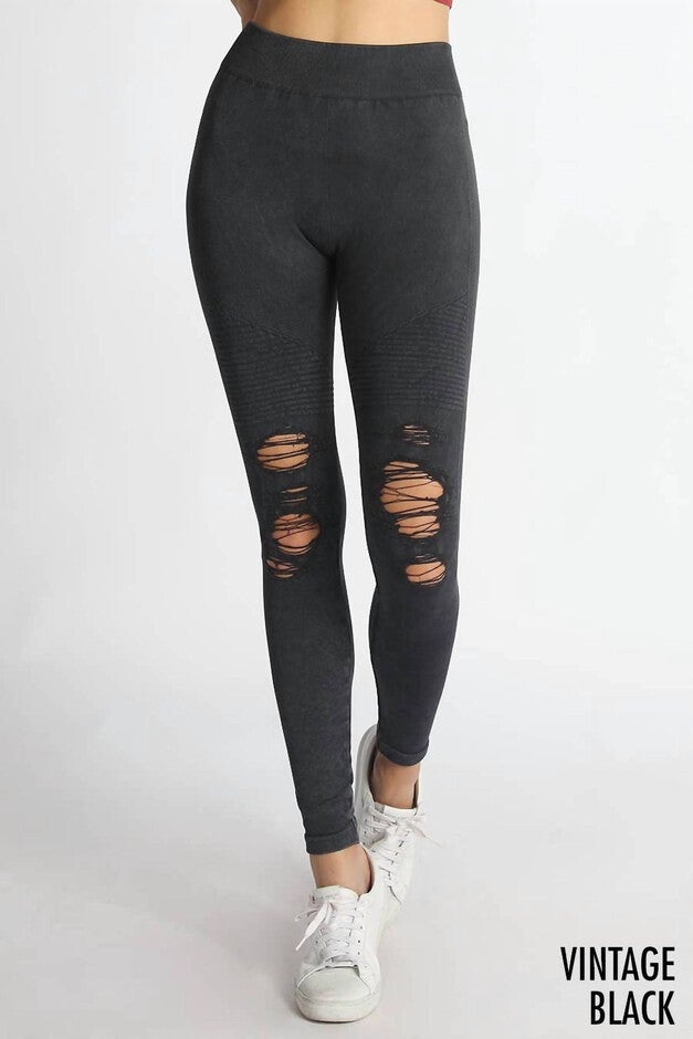 VINTAGE RIPPED JEGGINGS IN BLACK, Black / Black, hi-res image number null