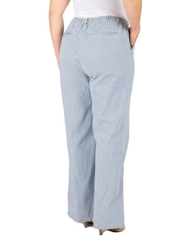 Mona Plus Size High Rise Wide Leg Stripped Light Denim Pants, , alternate image number 6