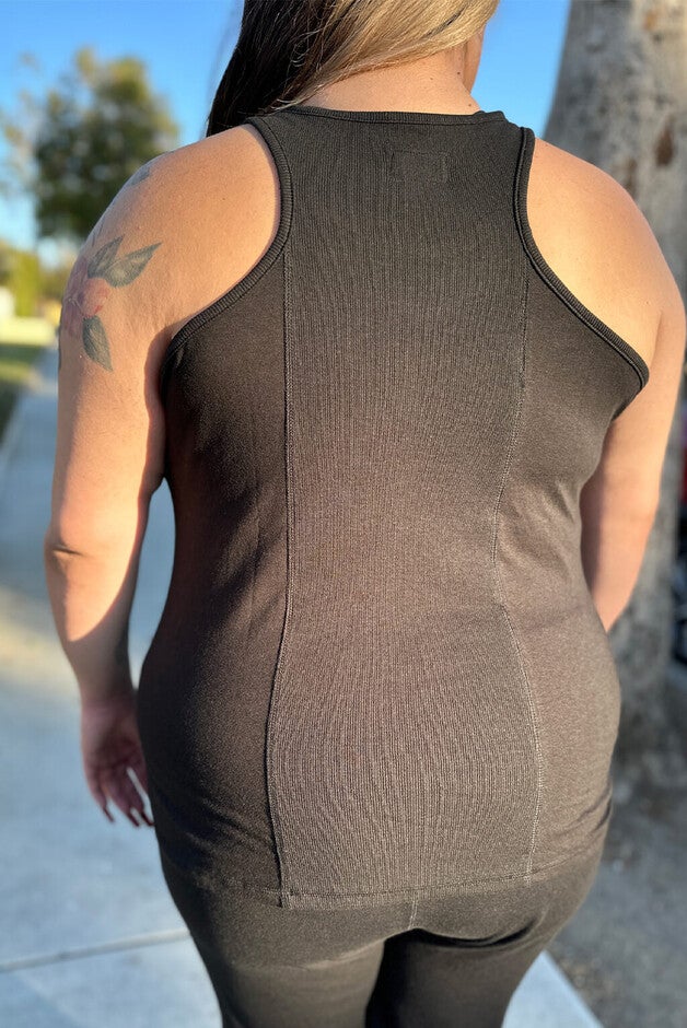 Ribbed Back Flow Tank, Black / Black, alternate image number 4