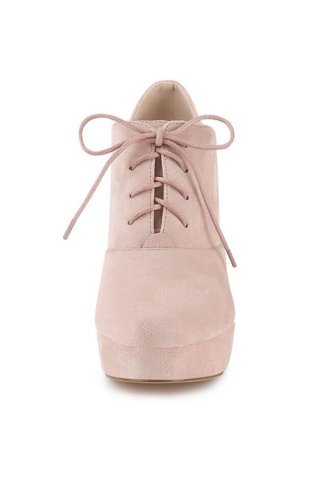 PLATFORM CHUNKY HEEL LACE UP BOOTIES, Dusty Pink / Pink, alternate image number 2