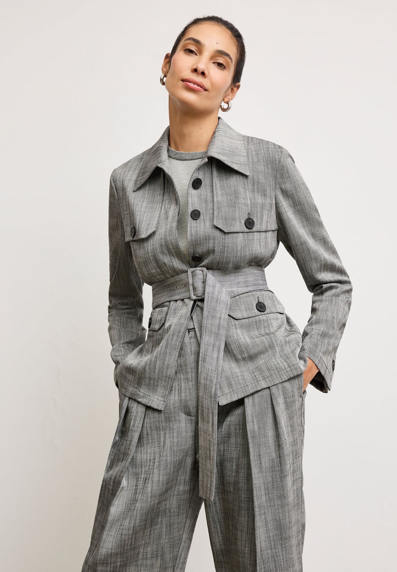 Emery Safari Blazer - Porto Weave, BlackWhite / Light Grey, alternate image number 6