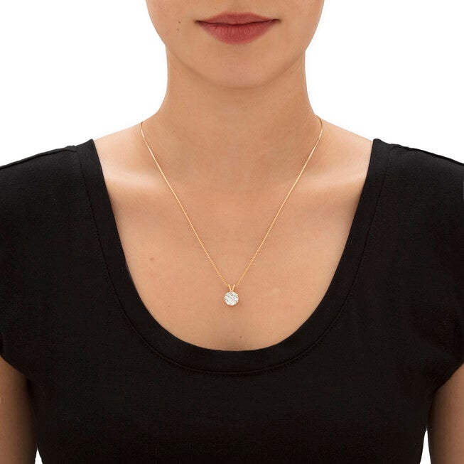 3 Cttw. Gold-Plated Silver Solitaire Cubic Zirconia Solitaire Pendant 18 inches, , alternate image number 7
