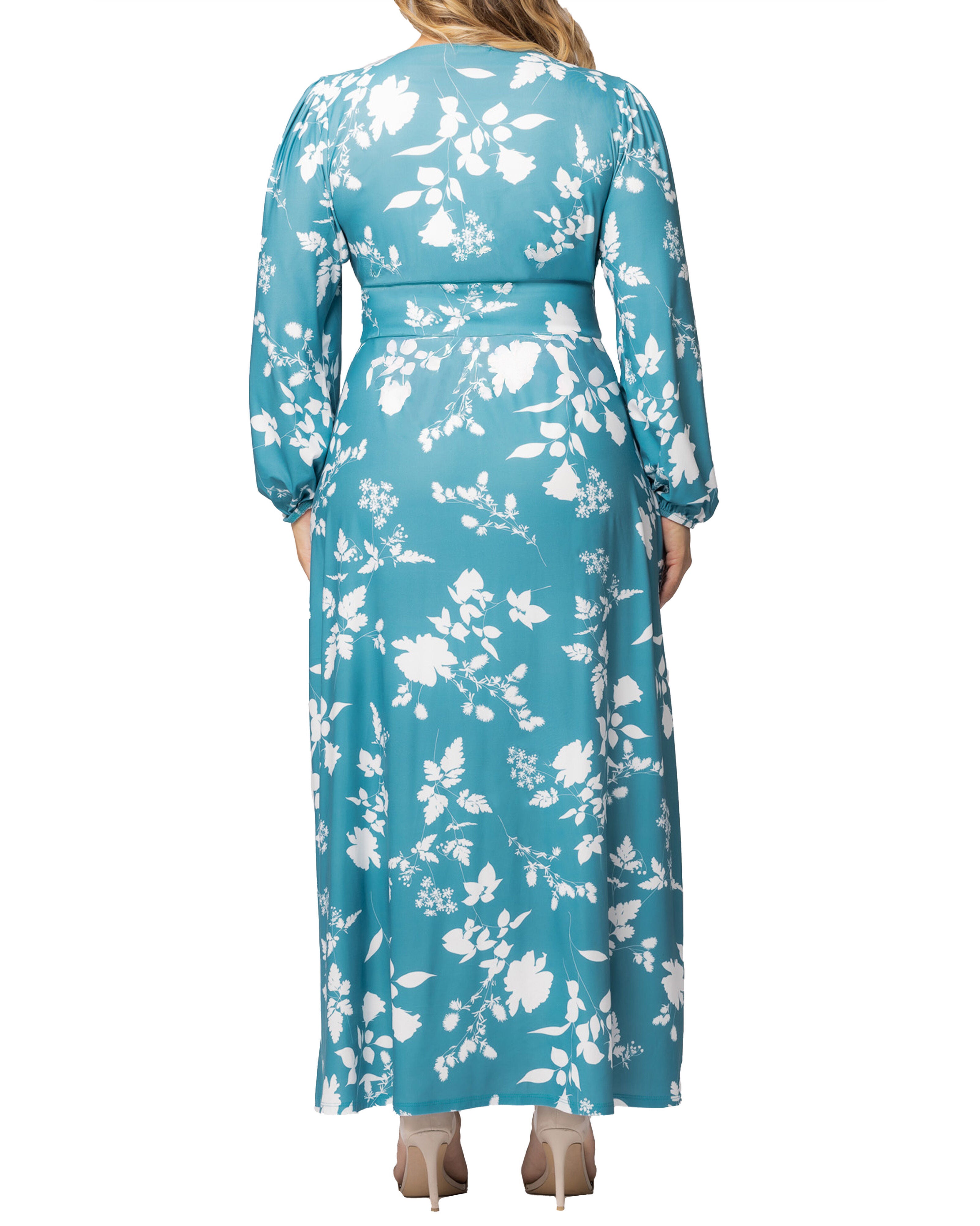 Kelsey Long Sleeve Maxi Dress, AQUA BLOOMS / Turquoise, alternate image number 1
