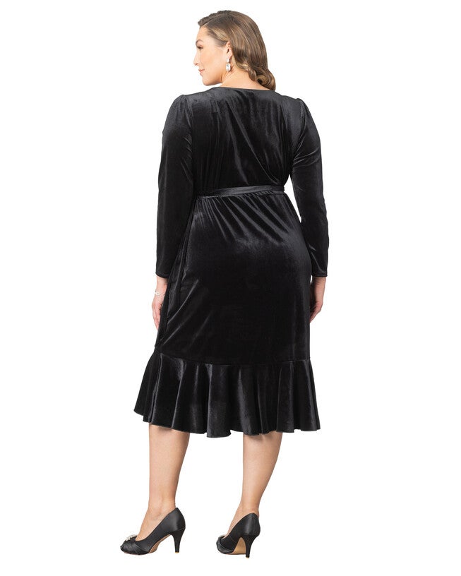 Viola Velvet Long Sleeve Wrap Dress, ONYX / Black, alternate image number null