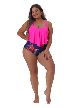 Bikini Swimsuit Floral Print High Waist Ruched 2 Piece Set