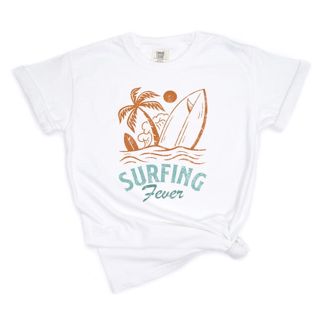 Surfing Fever Garment Dyed Tee, White / White, hi-res image number 0