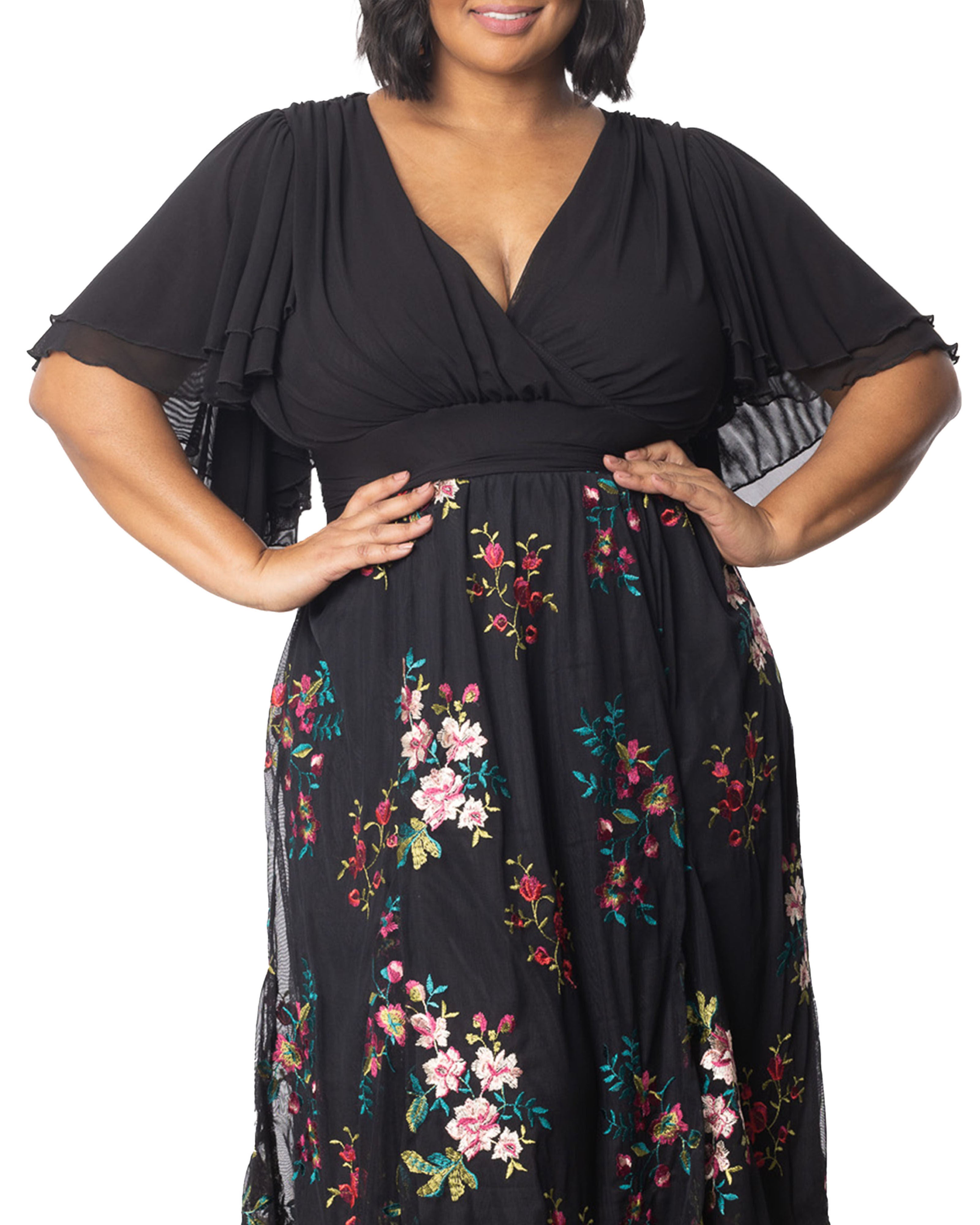 Lillian Embroidered Cocktail Dress, ONYX / Black, alternate image number 2