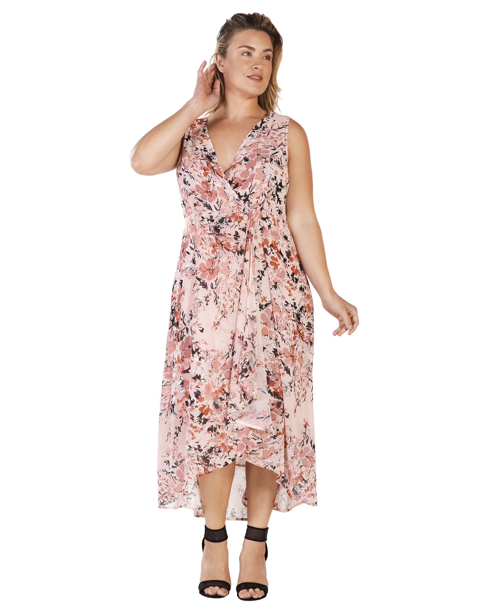 Leia High Low Maxi Dress, Garden Floral / Peach, hi-res image number 0