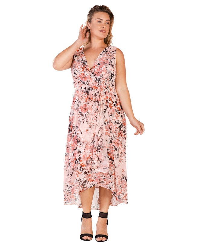 Leia High Low Maxi Dress, Garden Floral / Peach, hi-res image number 0