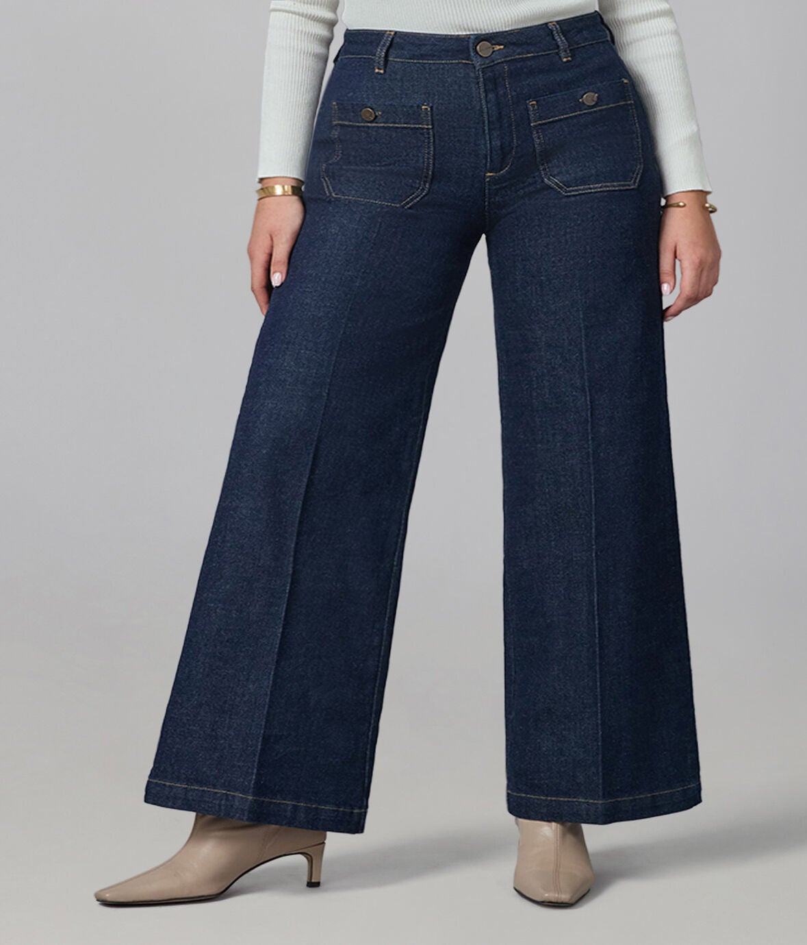 MILAN-DRW High Rise Wide Leg Jeans, Dark Rinse Wash / Navy, hi-res image number 0