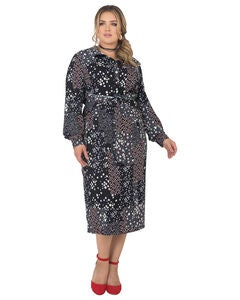 Plus Size Shoshanna Tie-Front Long Sleeve Midi Shirt Dress