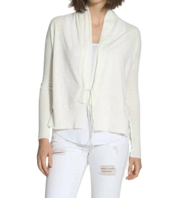 STRING TIE CARDIGAN IN WHITE, , alternate image number 3