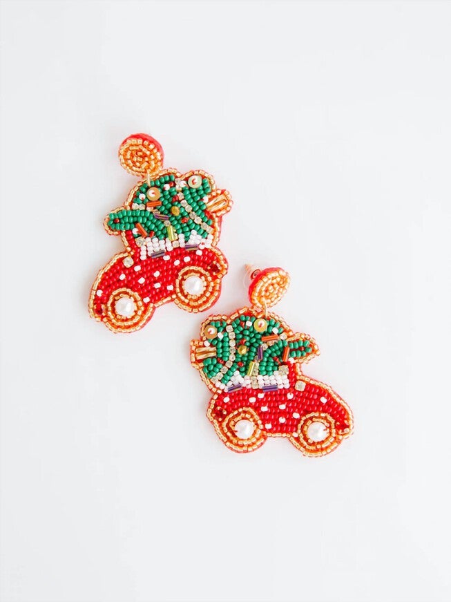IZABELLE EARRINGS IN RED, Red / Red, hi-res image number null