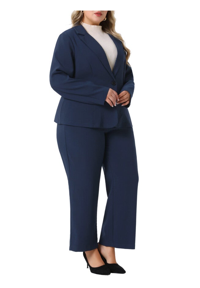 TWO PIECE BLAZER JACKET AND PANTS SUIT SET, Navy Blue / Navy, alternate image number null