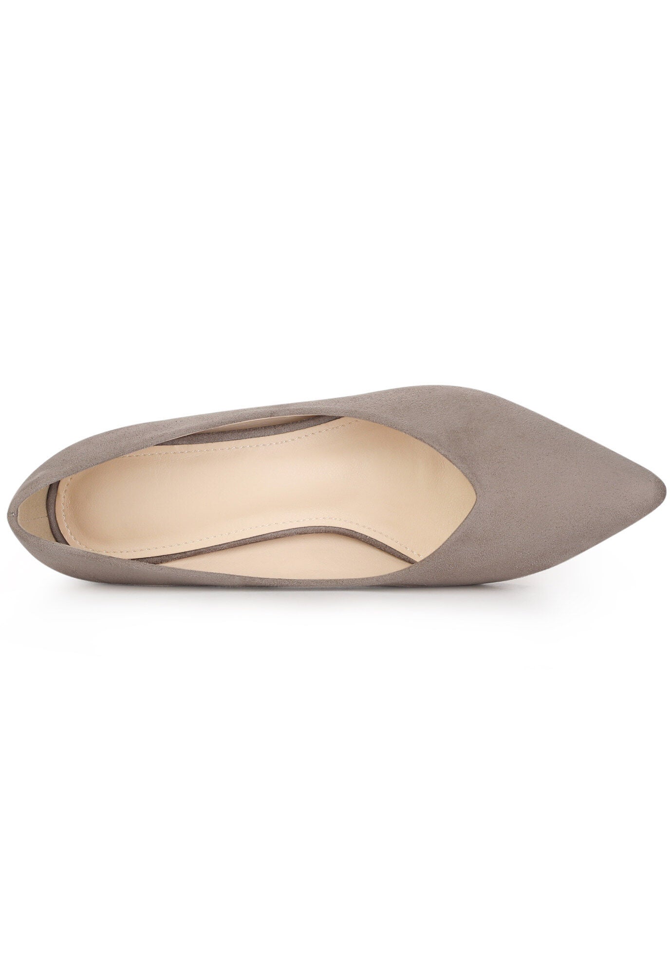 Pointy Toe Slip on Low Chunky Heels Pump, Taupe / Taupe, alternate image number 2