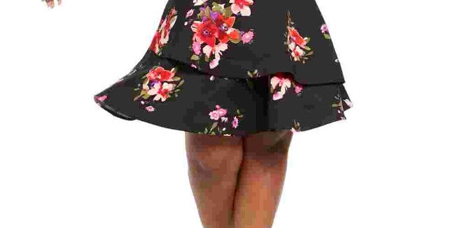 Sequin Hearts Women's Trendy Plus Size Floral Fit & Flare Dress Red Size 16, Red / Red, alternate image number null