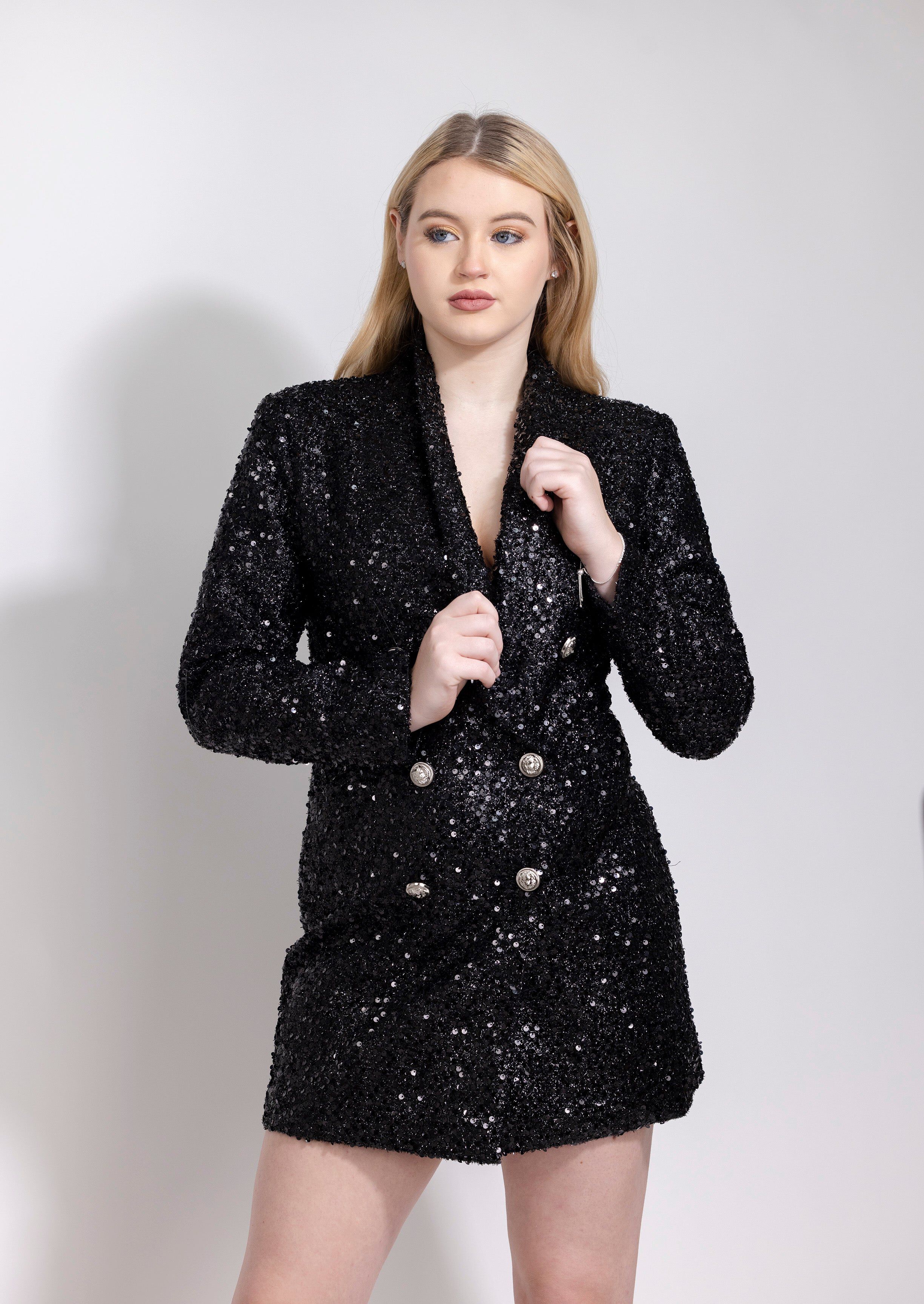 Elinor Blazer Dress, Black / Black, alternate image number 1