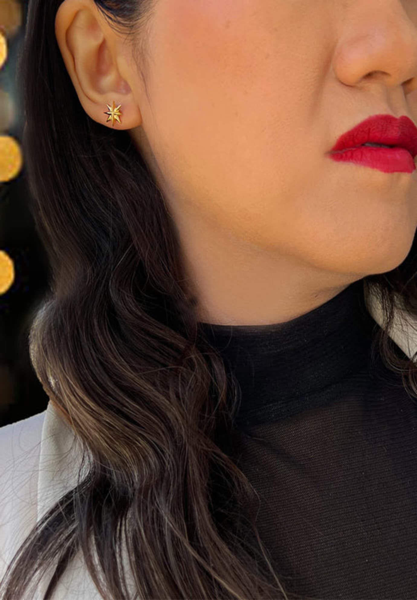 SPARKLE Stud Earrings, Gold / Gold, alternate image number 2