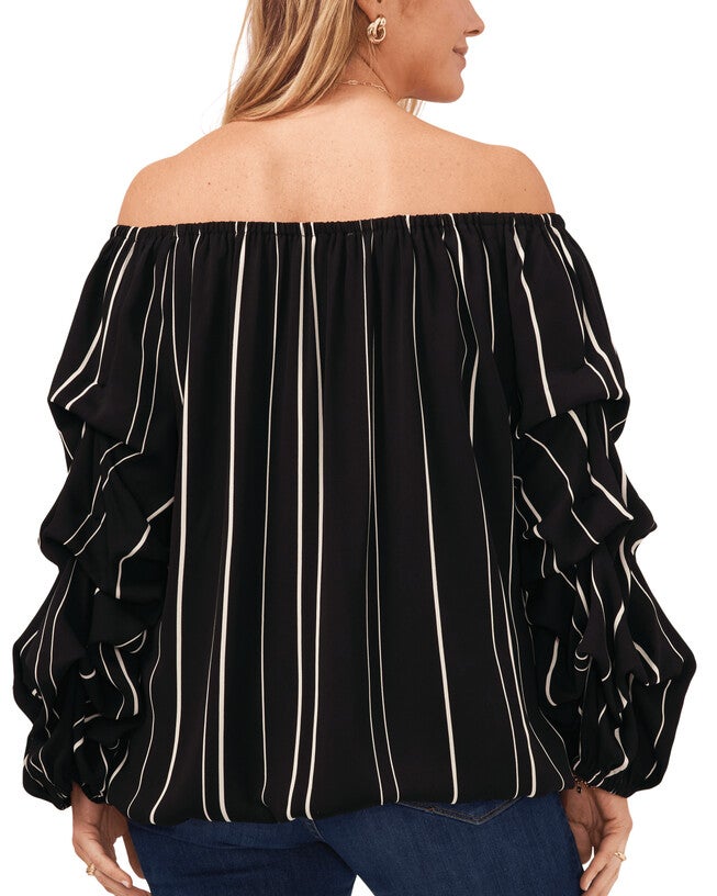 Marie Bubble Sleeve Stripe Blouse, , alternate image number null