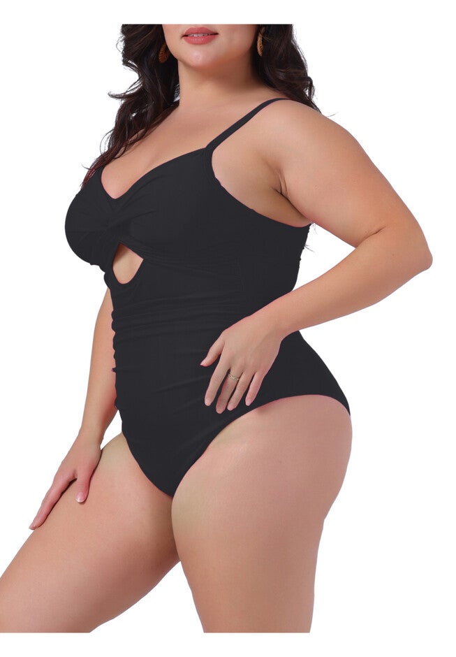 Summer Swimsuit Cutout High Waisted Swimwear, Black / Black, alternate image number 1