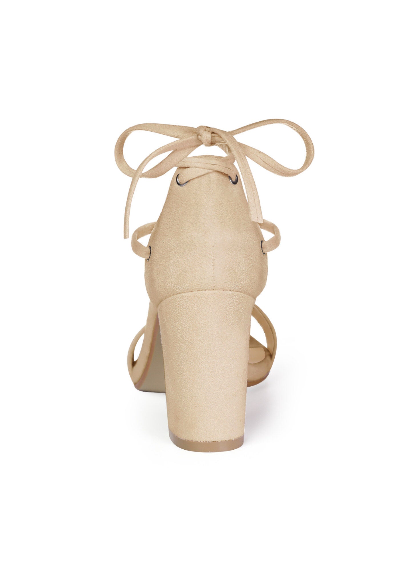 Strappy Heels Lace Up Chunky High Heels Sandal, Beige / Beige, alternate image number 1