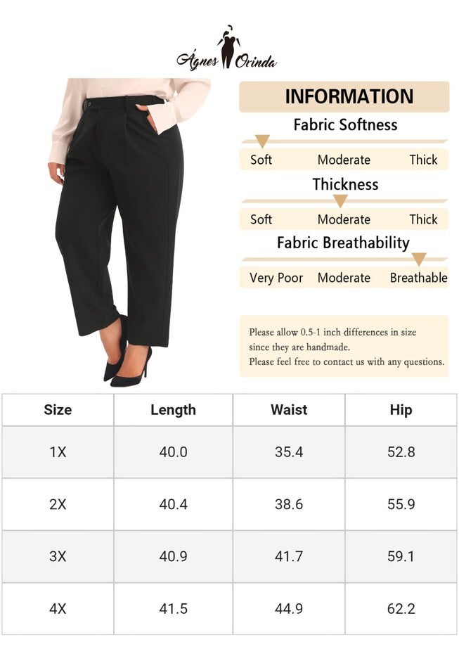 ELASTIC HIGH WAISTED LONG STRAIGHT BUSINESS CASUAL TROUSERS, Black / Black, alternate image number 4