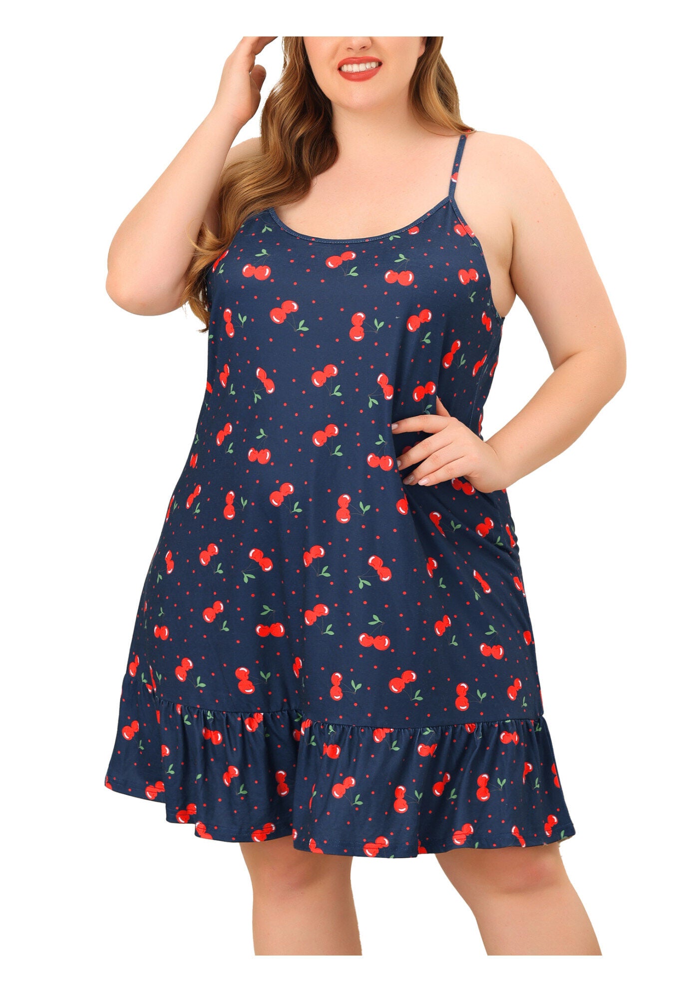 Chemise Printed Strap Nightwear Lingerie, Navy / Navy, alternate image number 3