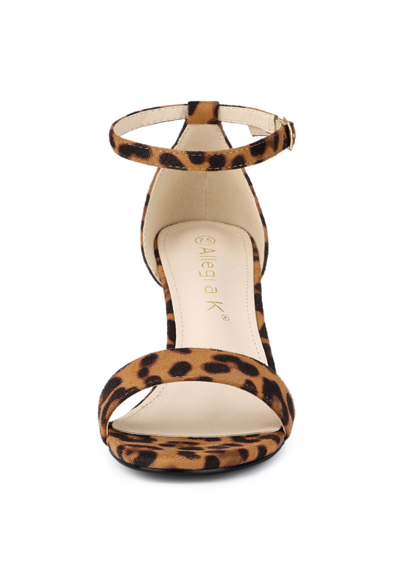 Open Toe Ankle Strap Chunky High Heel Sandals, Brown Leopard / Brown, alternate image number 2