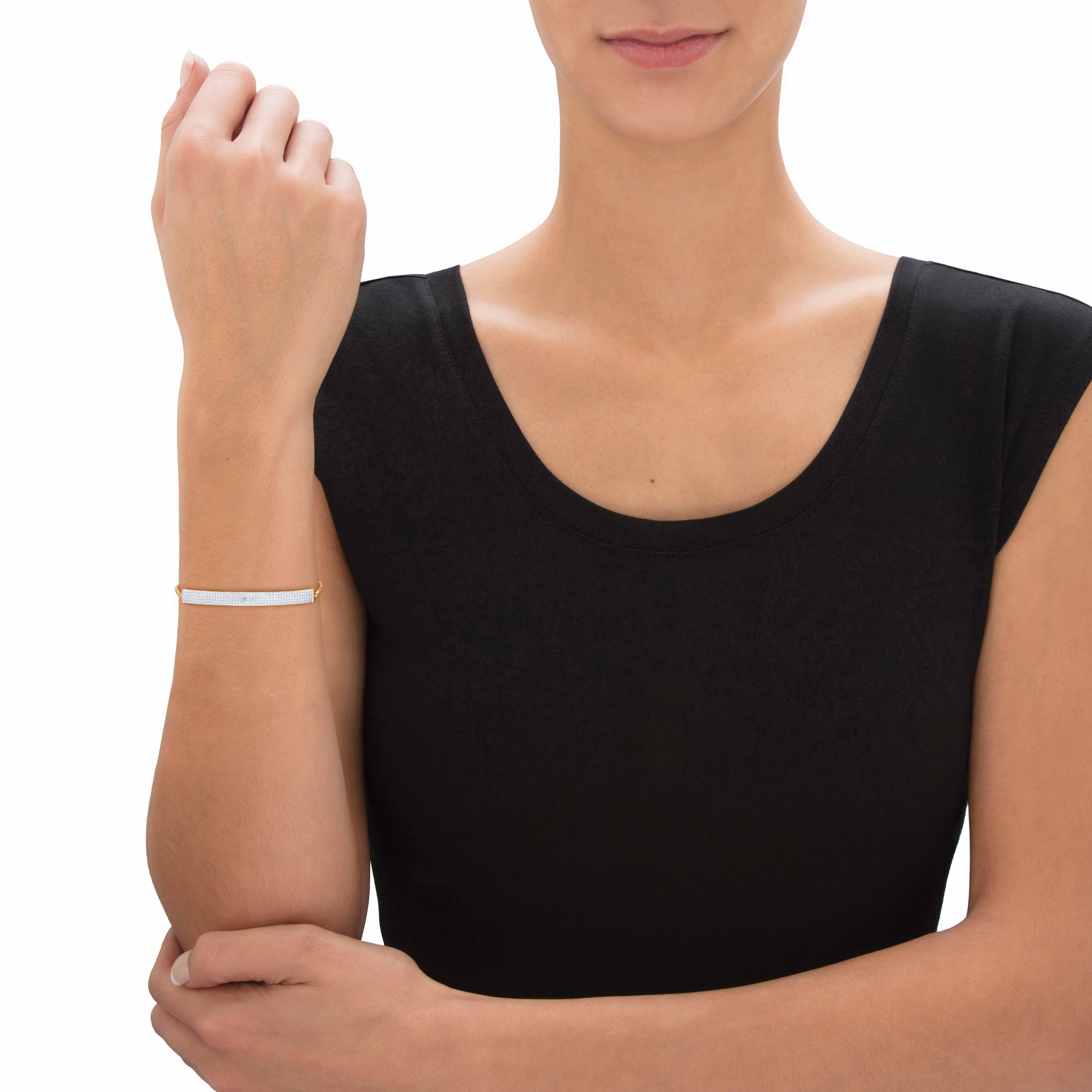 Diamond Accent Bar 18k Gold-Plated Adjustable Bolo Bracelet 9 inches, , alternate image number 7