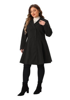 Notch Lapel Double Breasted A Line Peacoat Trench Coat