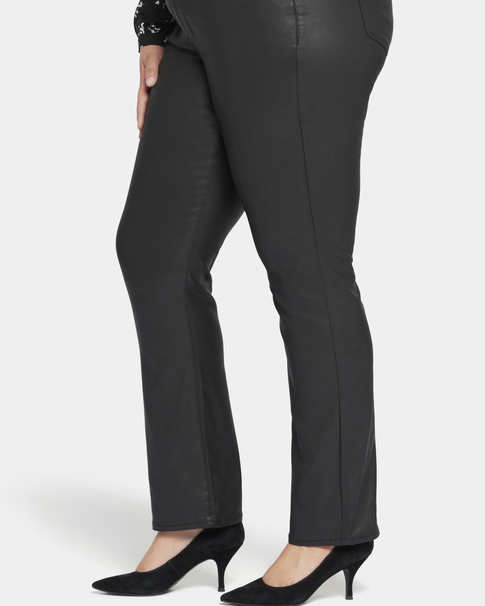 Coated Marilyn Straight Jeans, Black Coated / Black, alternate image number 2