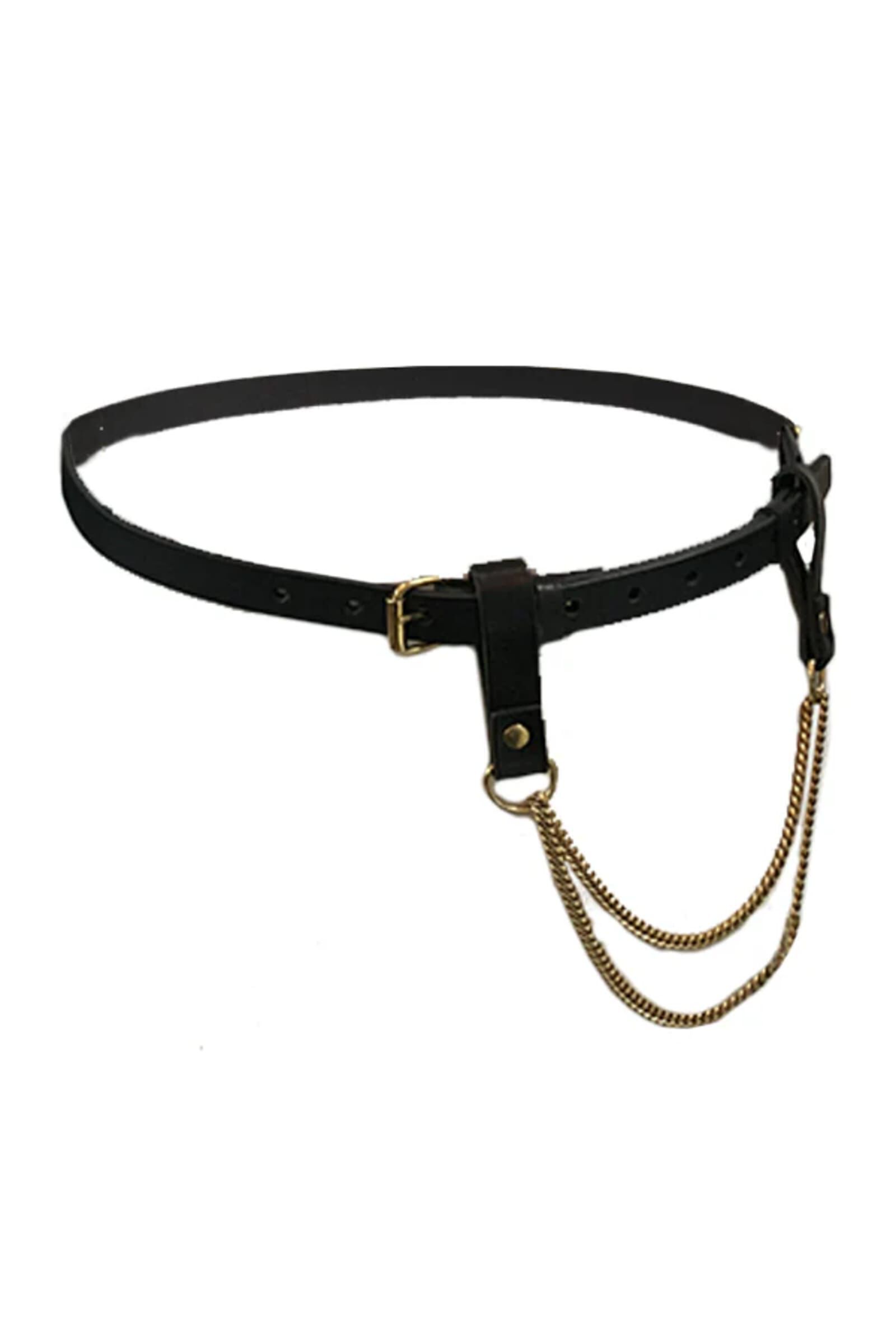 Convertible Draped Chain & Leather Belt | Dia & Co