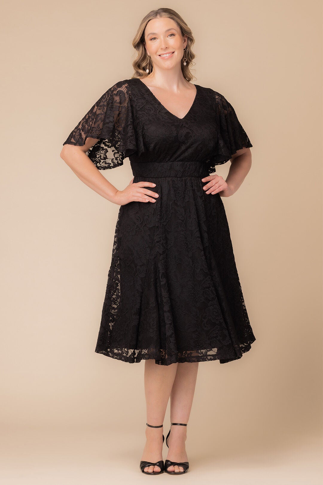 Camille Lace Cocktail Dress, ONYX / Black, alternate image number 4