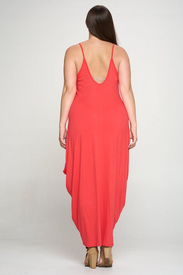 SPAGHETTI STRAP HAREM DRESS, Coral Dk / Coral, alternate image number 1