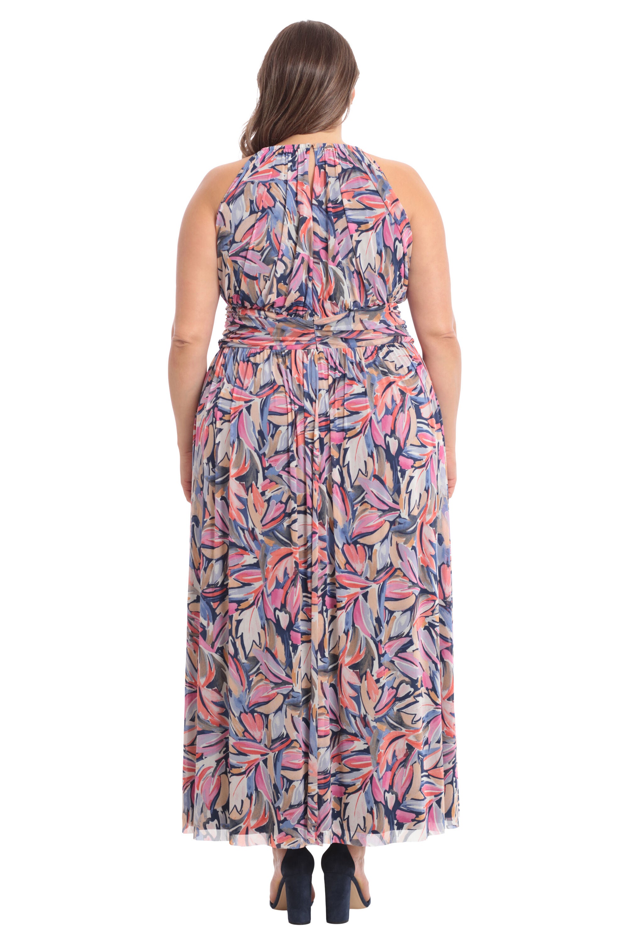 Painterly leafs halter maxi dress, , alternate image number 3