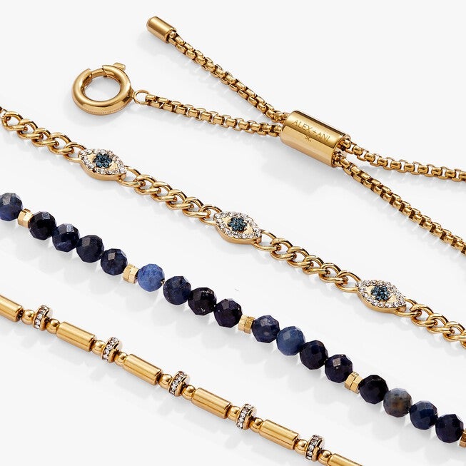 Evil Eye Stranded Bracelet Set, Gold / Gold, alternate image number 1