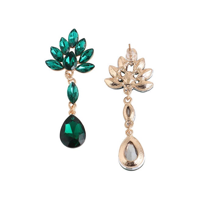 SOHI Women Green Drop Earrings, Green / Quetzal Green, alternate image number null