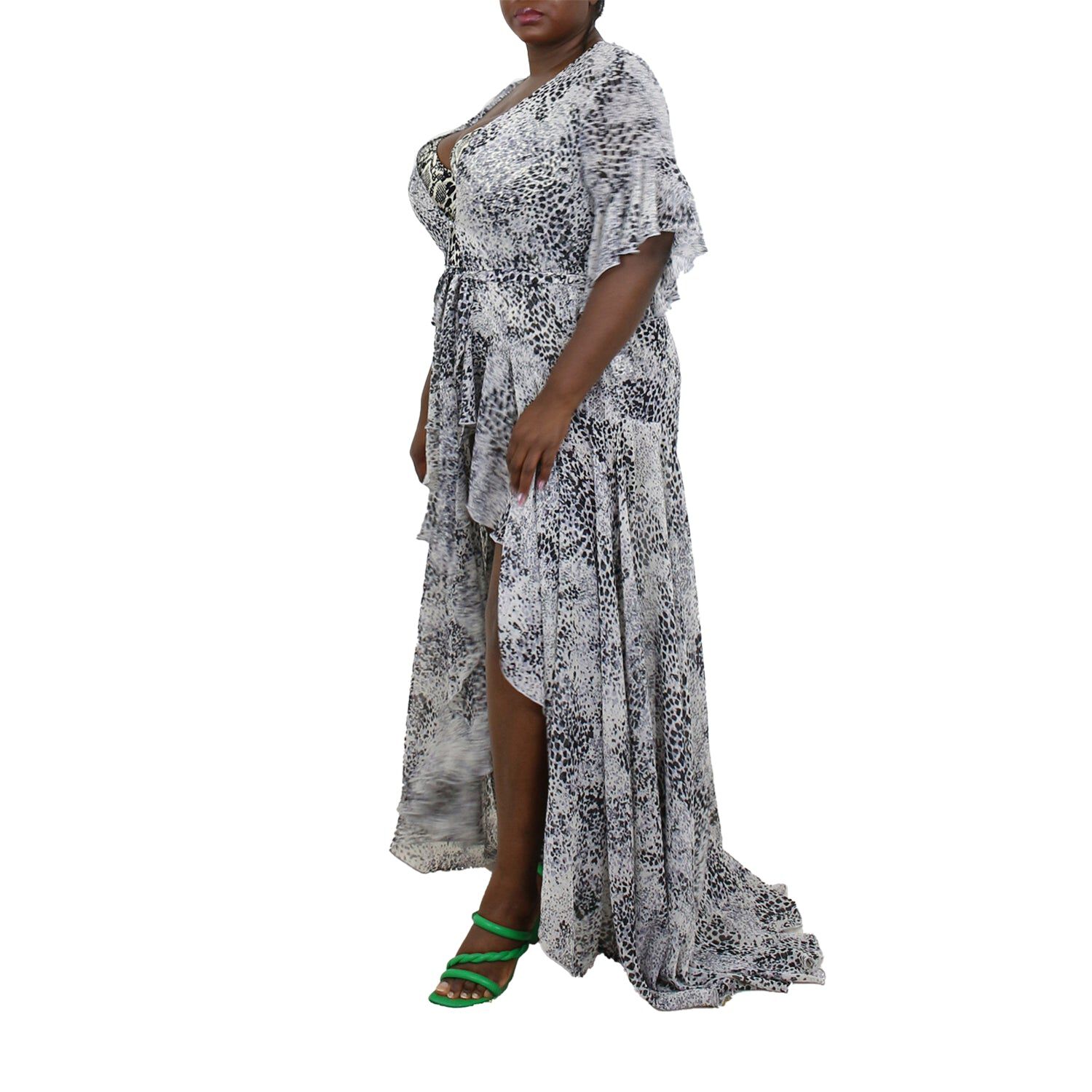 Korinne Standard Kaftan Black & White Cheetah Print, BlackWhite / Black, alternate image number 2