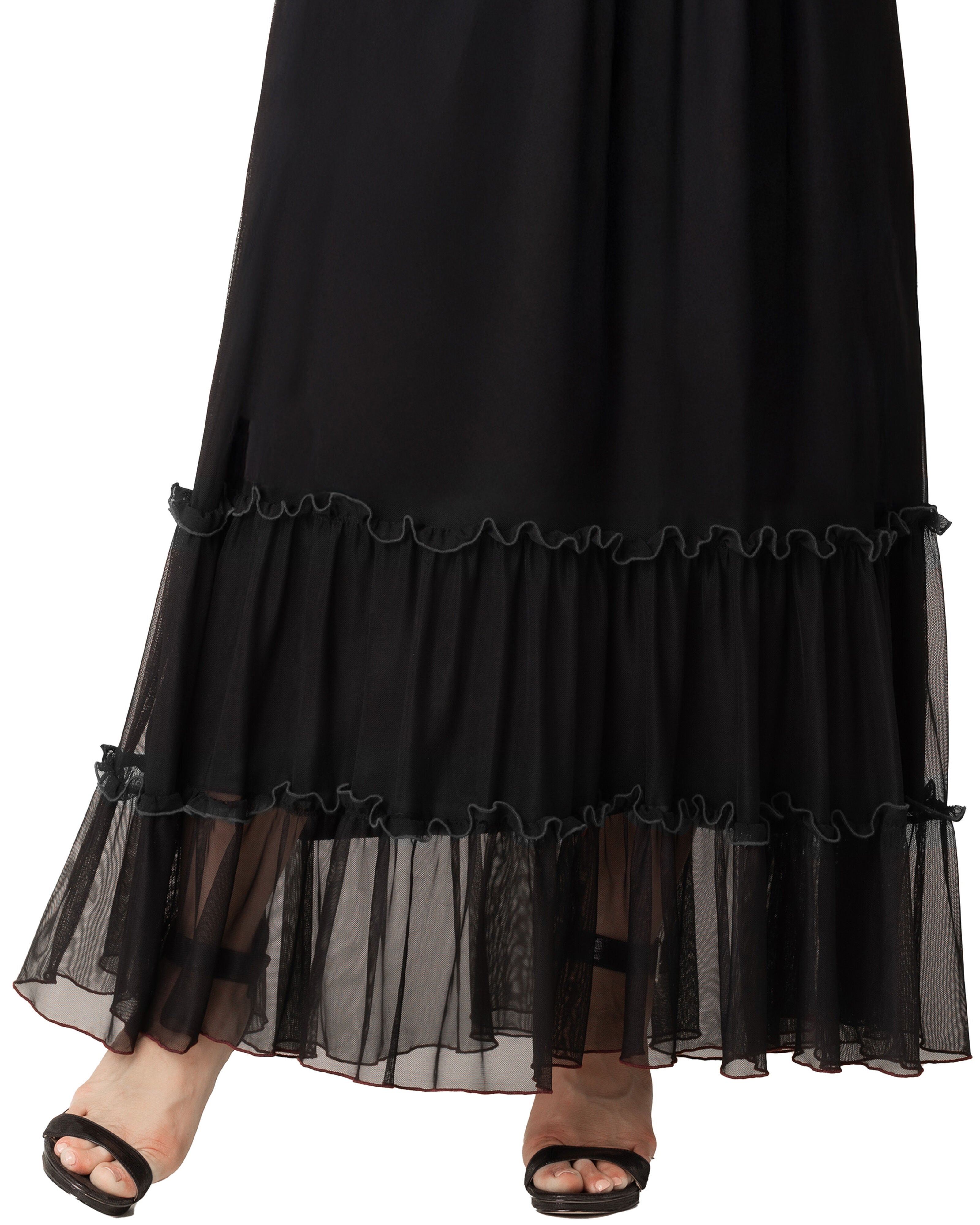 Isla Tiered Mesh Maxi Skirt, BLACK NOIR / Black, alternate image number 2