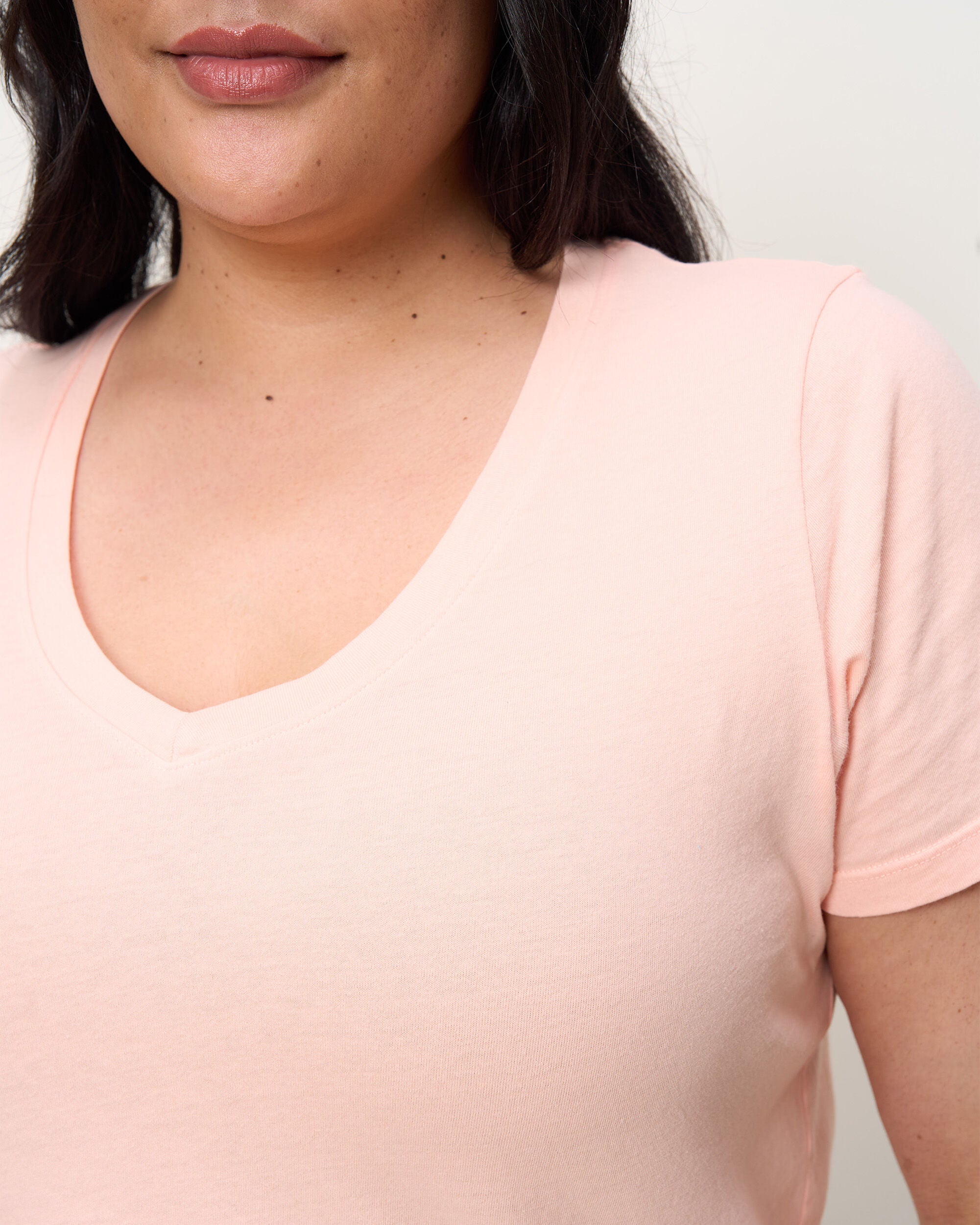 The V Neck Tee, Peach / Peach, alternate image number 2