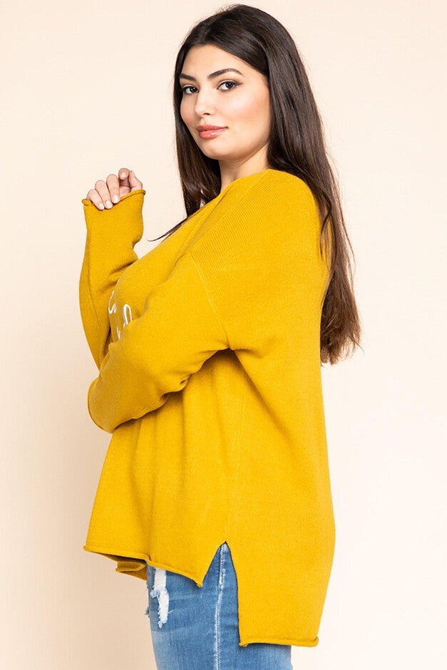 Bonnie 'Hello Beautiful' Embroidered Sweater, Mustard / Mustard, alternate image number null