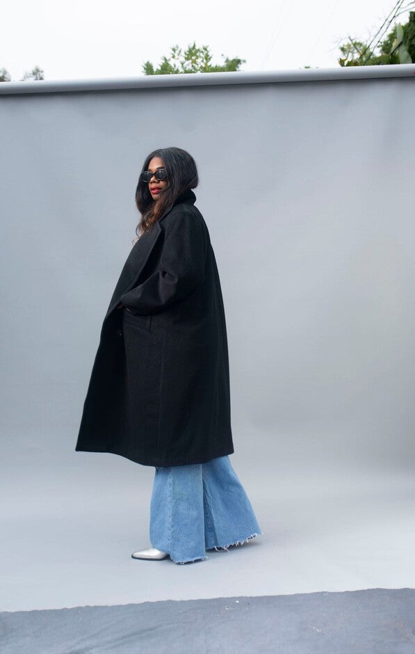 Double Breasted Car Coat, Black / Black, alternate image number 3