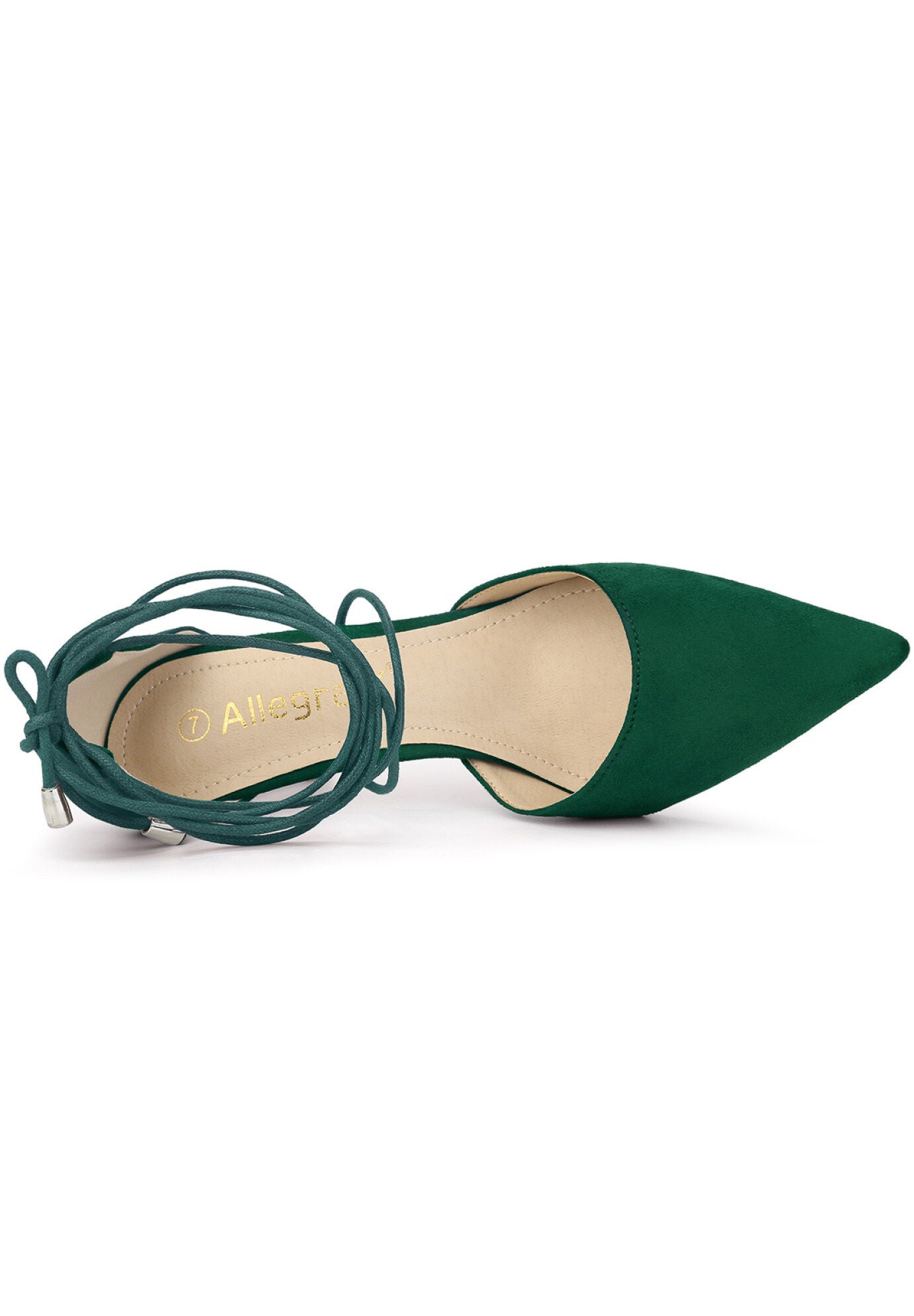 Pointed Toe Lace Up Stiletto Heels Dress Pumps, Green / Hunter Green, alternate image number 3