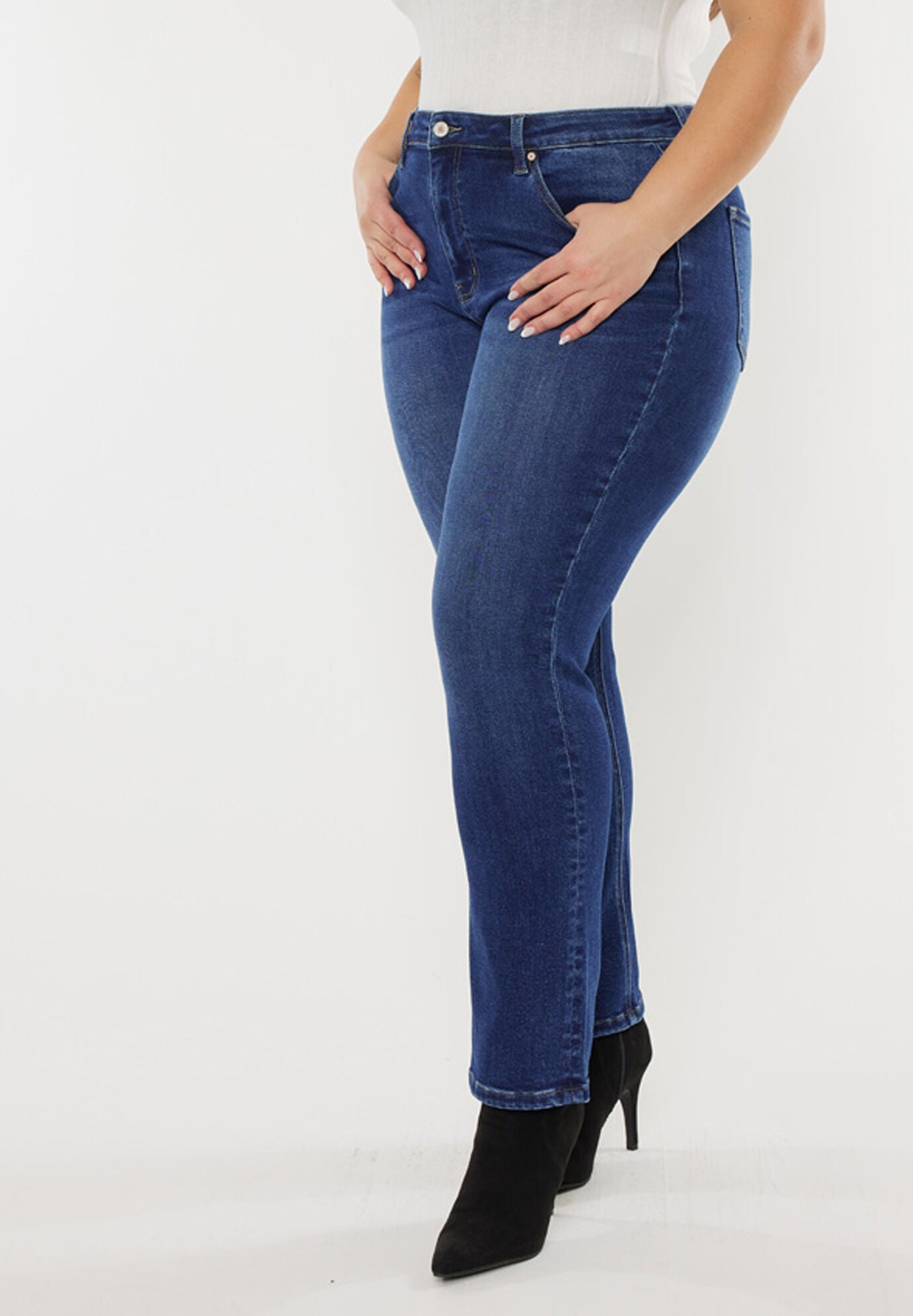 Alannah Essentials High Rise Slim Straight Leg Jeans (Plus Size), Dark Wash / Dark Wash, alternate image number 6